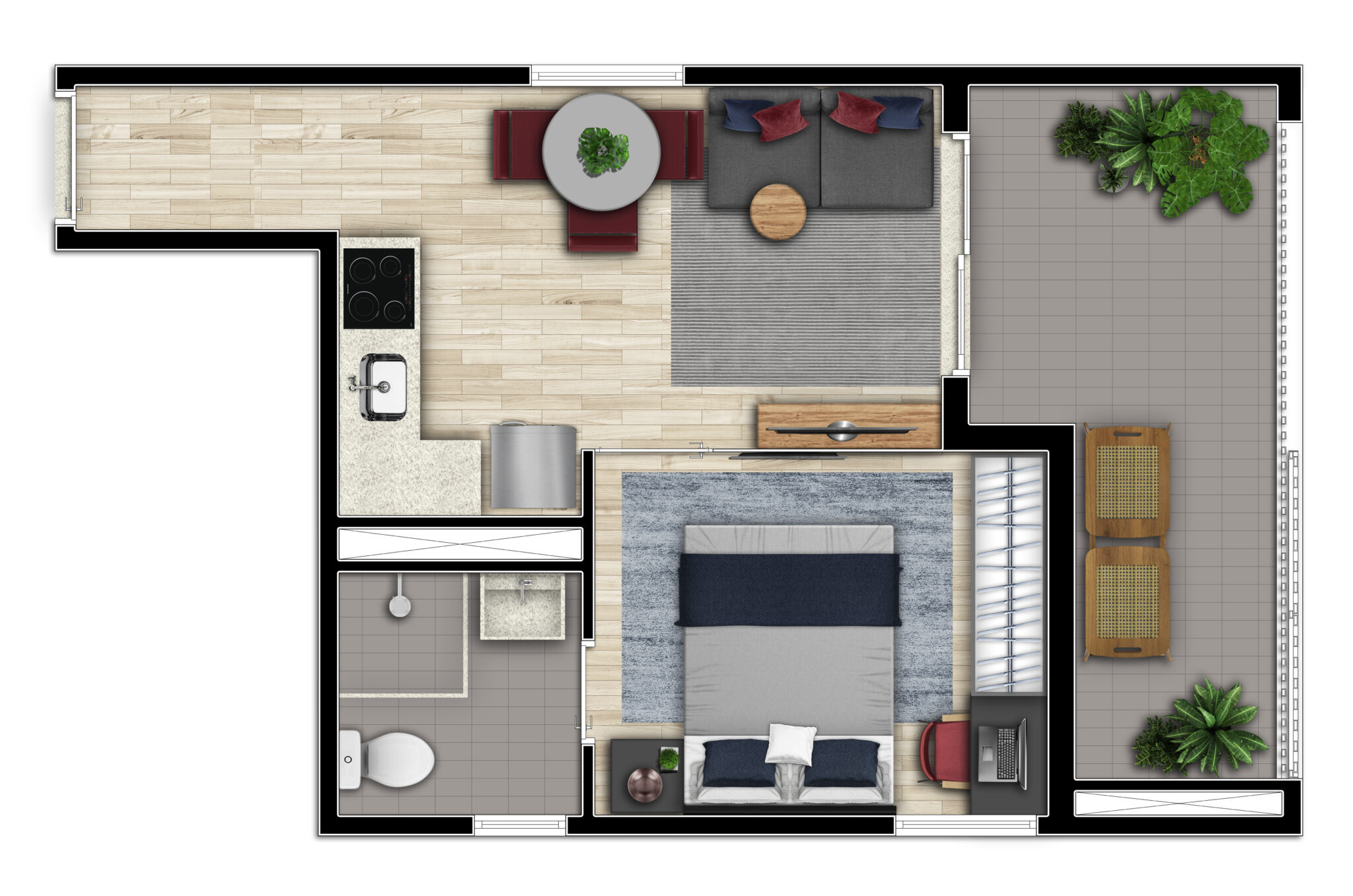 Apartamento à venda com 44m², 1 quarto sem vaga - 15