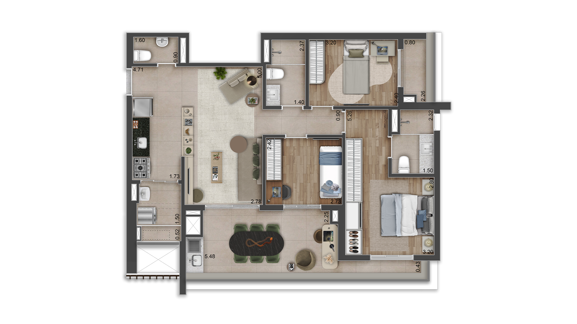 Apartamento à venda com 92m², 3 quartos com vaga - 21