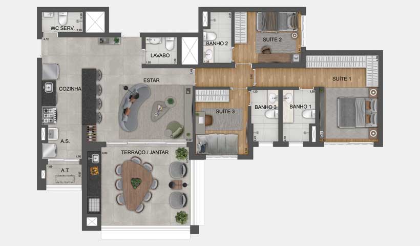 Apartamento à venda com 118m², 3 quartos com vaga - 65
