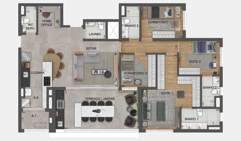 Apartamento à venda com 135m², 4 quartos com vaga - 65