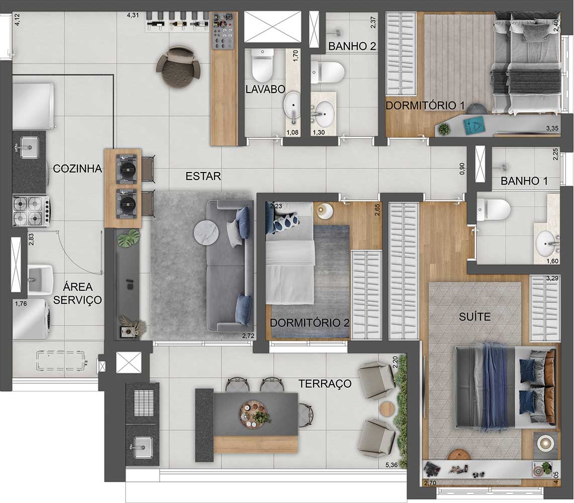 Apartamento à venda com 94m², 3 quartos com vaga - 65