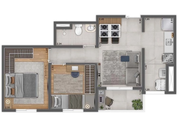 Apartamento à venda com 44m², 2 quartos com vaga - 33