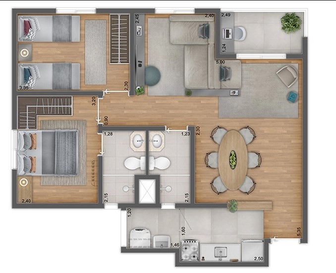 Apartamento à venda com 59m², 3 quartos com vaga - 33