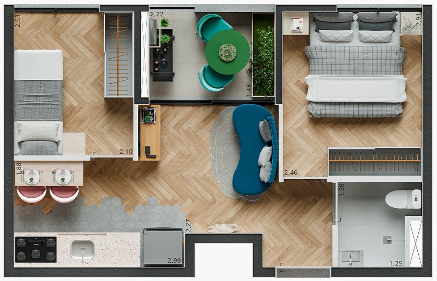 Apartamento à venda com 34m², 2 quartos sem vaga - 22