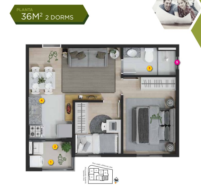 Apartamento à venda com 36m², 2 quartos sem vaga - 9