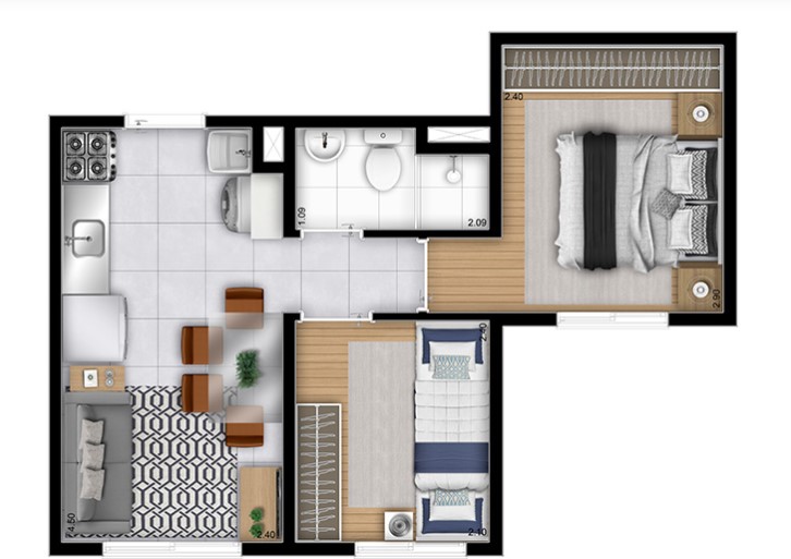 Apartamento à venda com 31m², 2 quartos sem vaga - 14