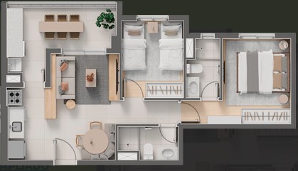 Apartamento à venda com 57m², 2 quartos com vaga - 25