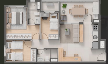 Apartamento à venda com 74m², 3 quartos com vaga - 25