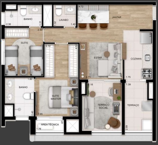Apartamento à venda com 76m², 2 quartos com vaga - 32