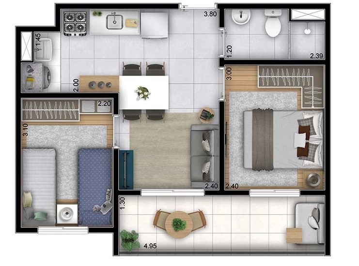 Apartamento à venda com 44m², 2 quartos sem vaga - 34