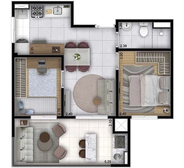 Apartamento à venda com 48m², 2 quartos sem vaga - 34