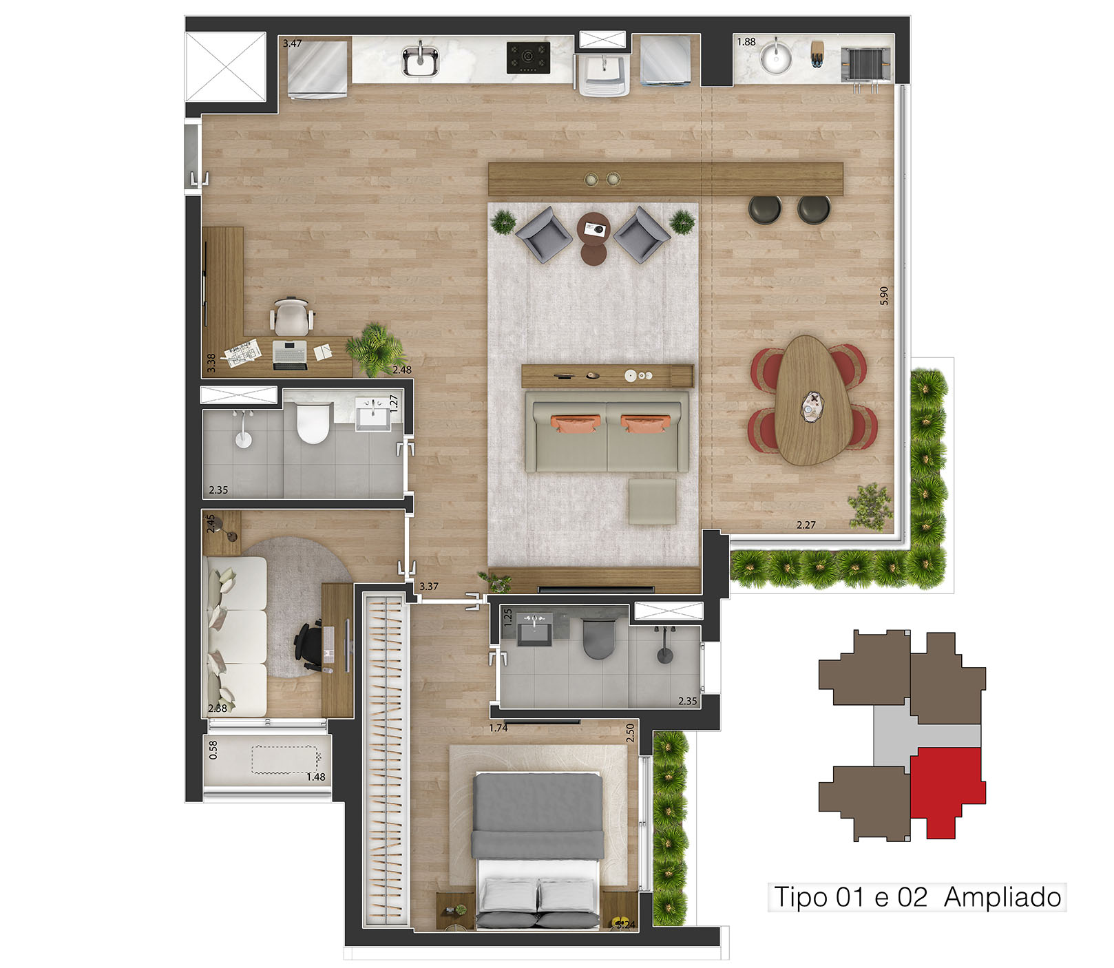 Apartamento à venda com 81m², 2 quartos com vaga - 19
