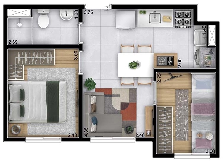 Apartamento à venda com 35m², 2 quartos sem vaga - 34