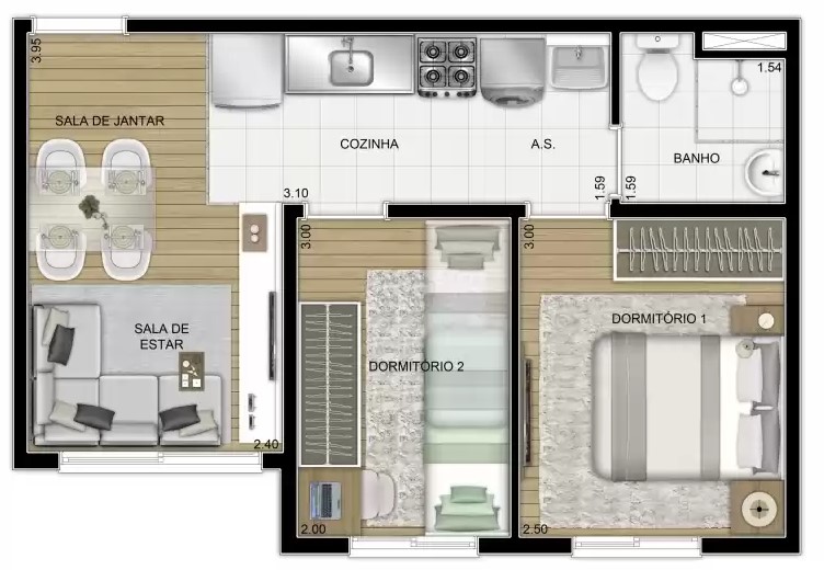 Apartamento à venda com 32m², 2 quartos sem vaga - 16