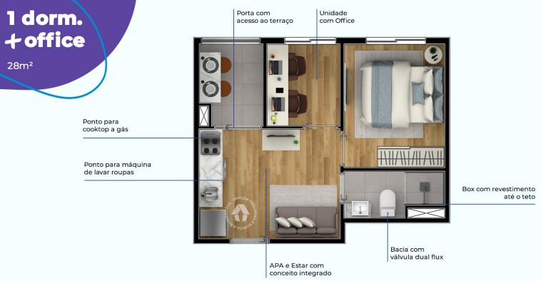 Apartamento à venda com 28m², 1 quarto sem vaga - 33