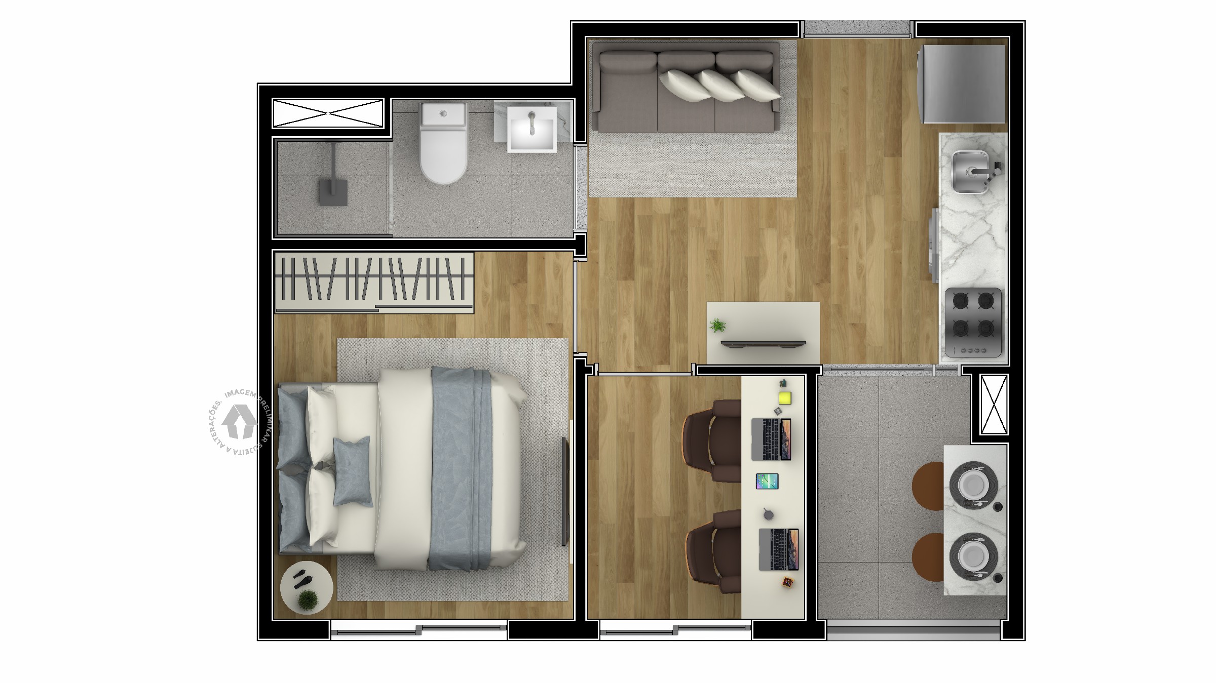 Apartamento à venda com 28m², 1 quarto sem vaga - 34