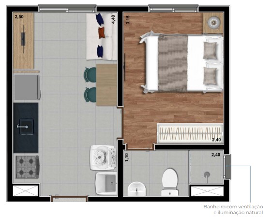 Apartamento à venda com 24m², 1 quarto sem vaga - 20