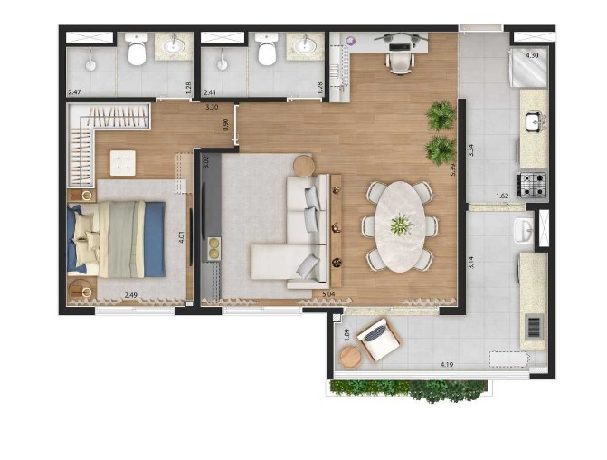 Apartamento à venda com 60m², 2 quartos com vaga - 24