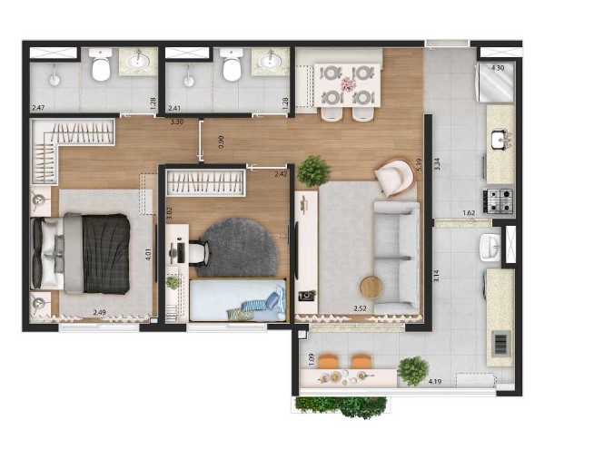 Apartamento à venda com 60m², 2 quartos com vaga - 25