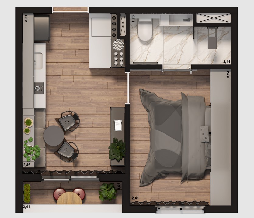 Apartamento à venda com 24m², 1 quarto sem vaga - 17