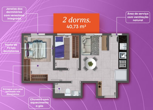 Apartamento à venda com 40m², 2 quartos com vaga - 10