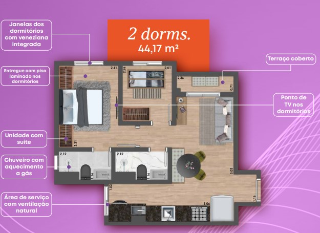 Apartamento à venda com 44m², 2 quartos com vaga - 10