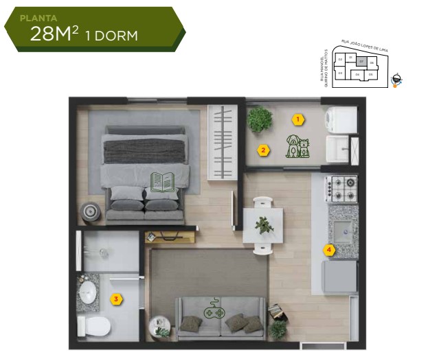 Apartamento à venda com 28m², 1 quarto sem vaga - 9