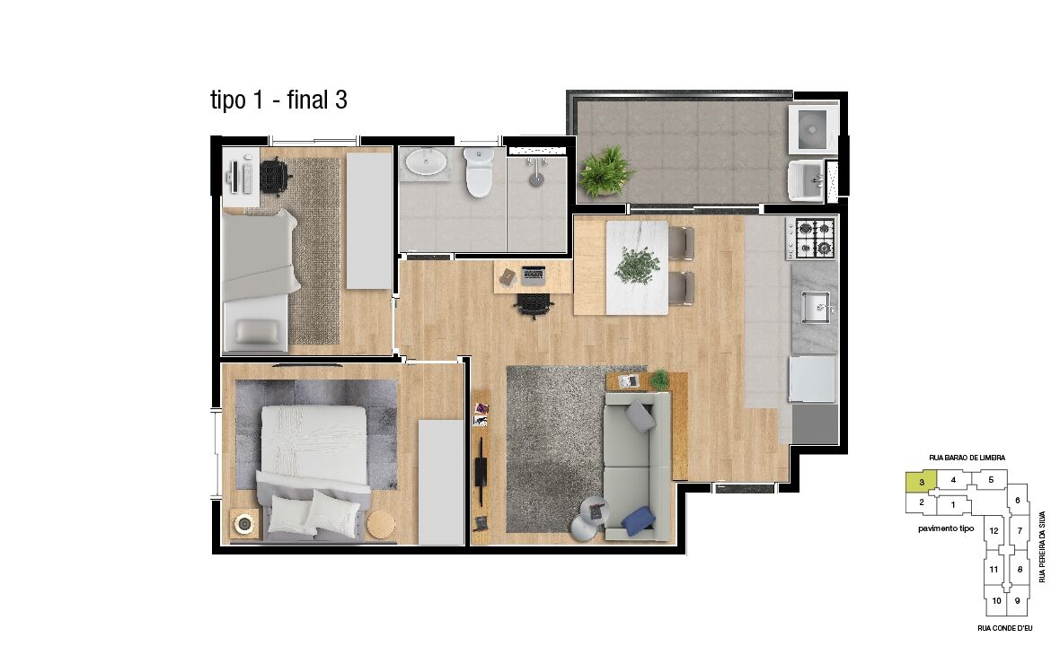 Apartamento à venda com 47m², 2 quartos sem vaga - 10