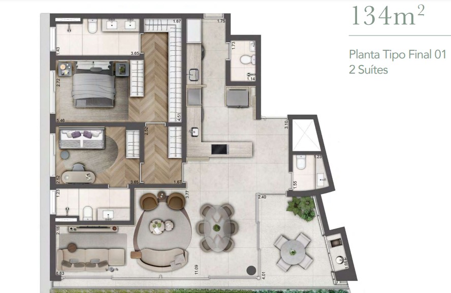 Apartamento à venda com 134m², 2 quartos com vaga - 14