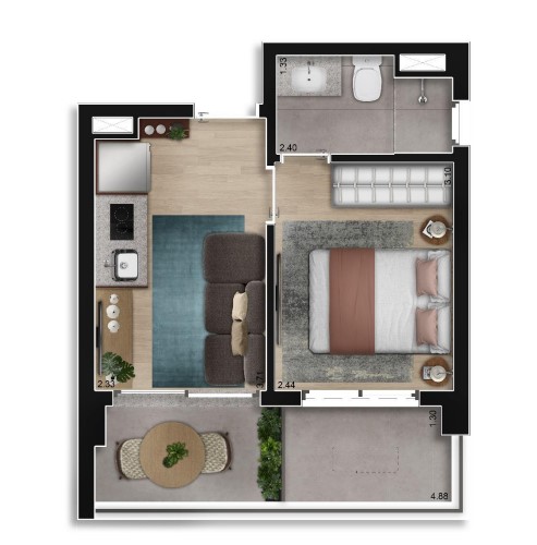 Apartamento à venda com 31m², 1 quarto sem vaga - 27