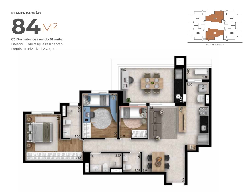 Apartamento à venda com 84m², 3 quartos com vaga - 32