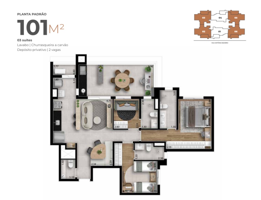 Apartamento à venda com 101m², 3 quartos com vaga - 32
