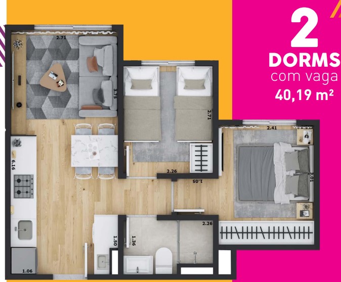Apartamento à venda com 40m², 2 quartos com vaga - 20