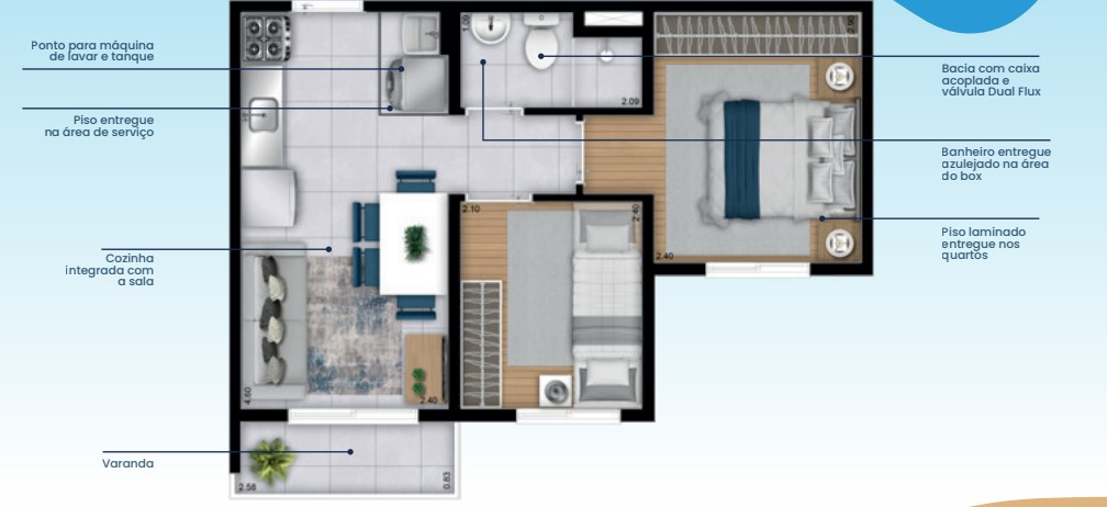 Apartamento à venda com 34m², 2 quartos sem vaga - 17