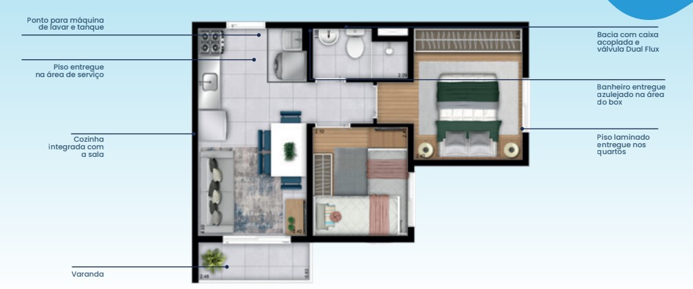 Apartamento à venda com 34m², 2 quartos sem vaga - 18