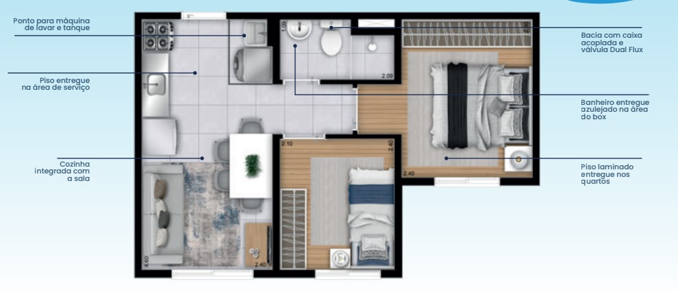 Apartamento à venda com 32m², 2 quartos sem vaga - 17