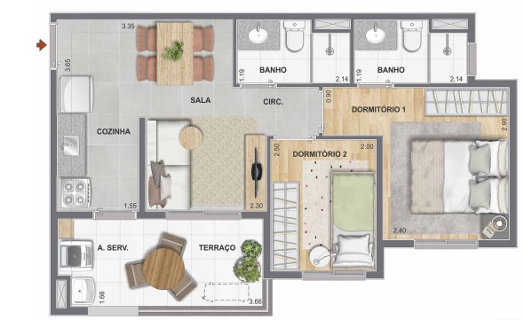 Apartamento à venda com 44m², 2 quartos com vaga - 20