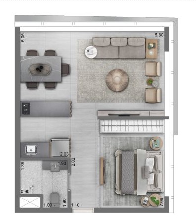 Apartamento à venda com 46m², 1 quarto com vaga - 8