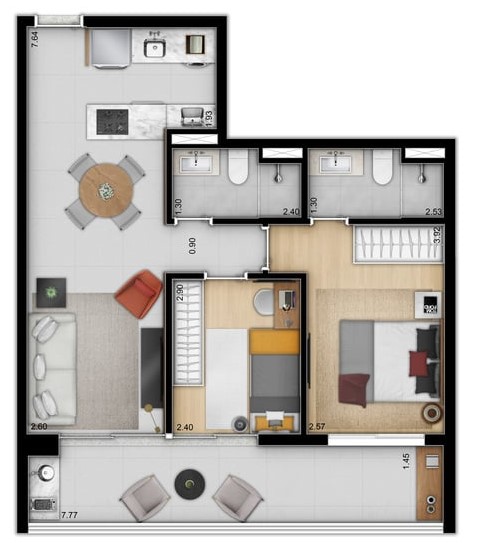Apartamento à venda com 68m², 2 quartos com vaga - 19