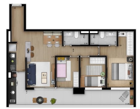 Apartamento à venda com 94m², 3 quartos com vaga - 19
