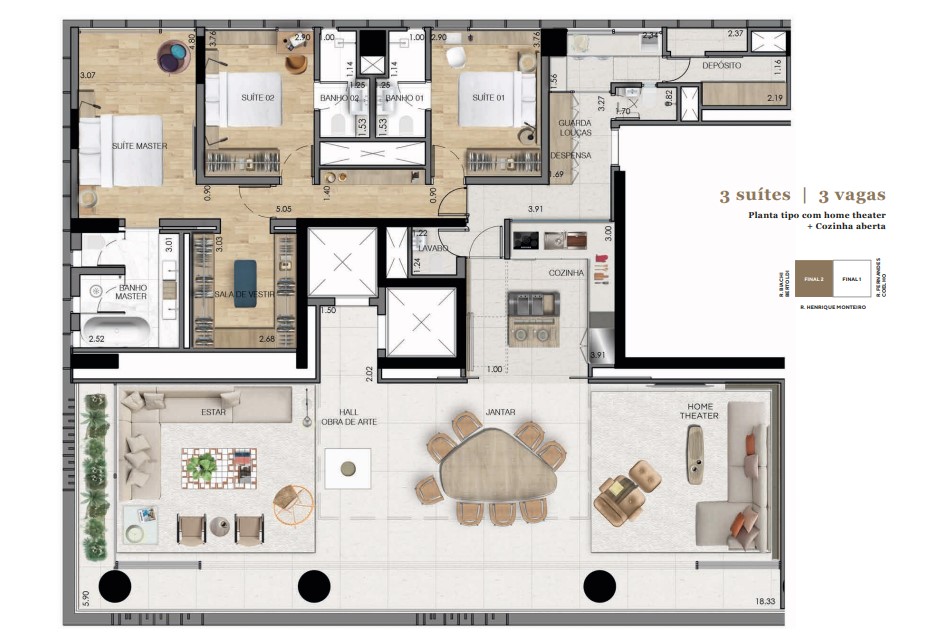 Apartamento à venda com 232m², 3 quartos com vaga - 44