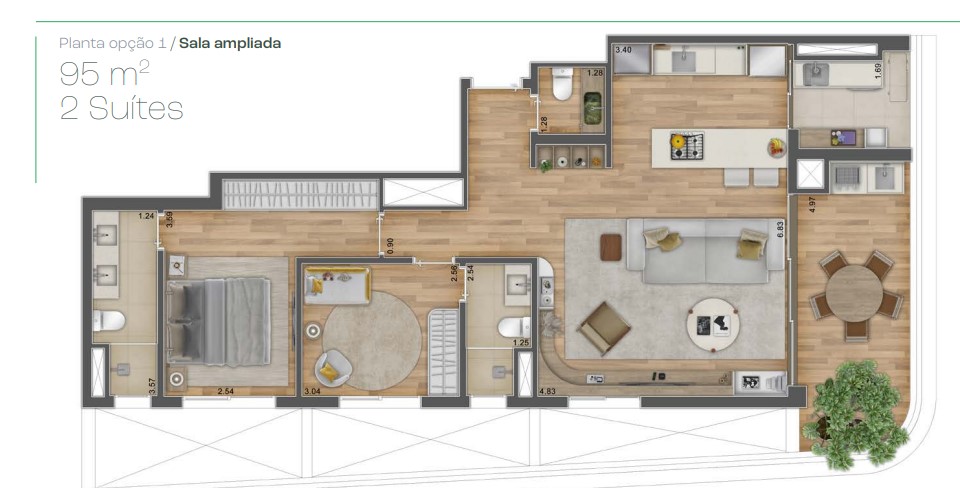 Apartamento à venda com 95m², 3 quartos com vaga - 18