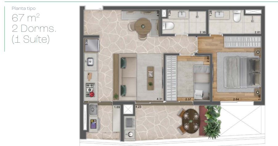 Apartamento à venda com 67m², 2 quartos com vaga - 17