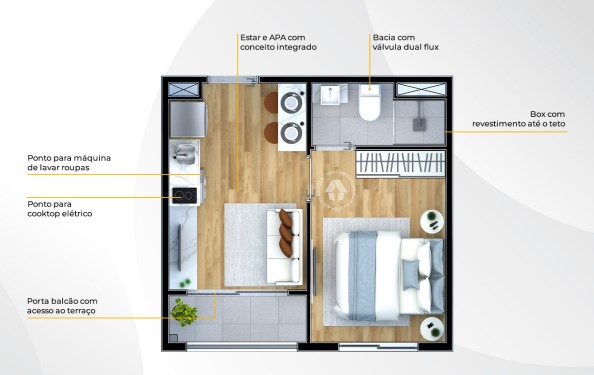 Apartamento à venda com 25m², 1 quarto sem vaga - 32