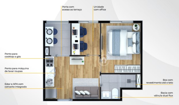 Apartamento à venda com 29m², 2 quartos sem vaga - 32