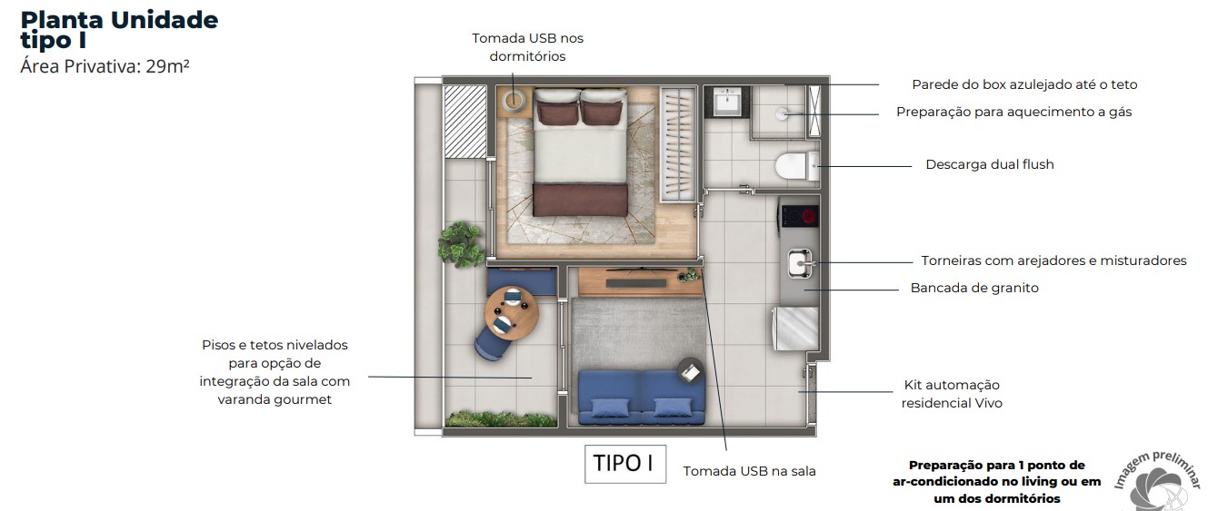 Apartamento à venda com 28m², 1 quarto sem vaga - 34