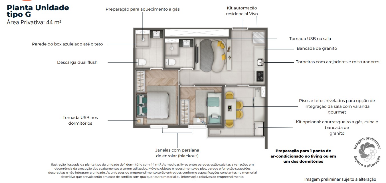Apartamento à venda com 44m², 2 quartos sem vaga - 34