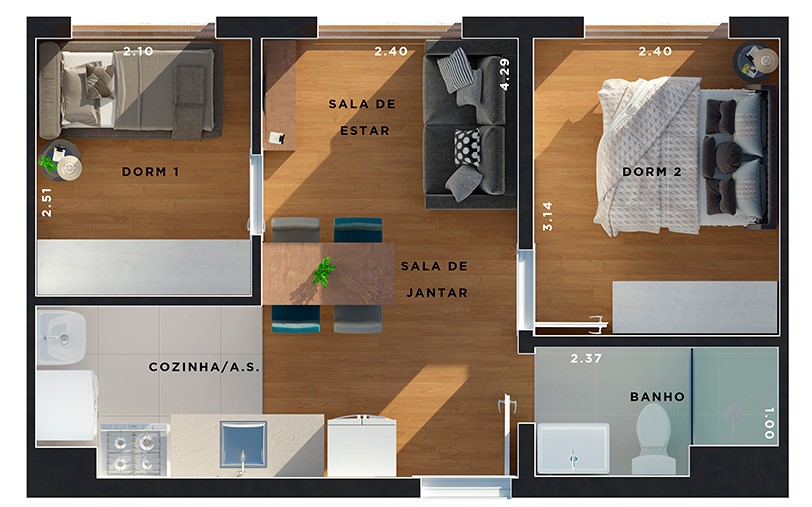 Apartamento à venda com 35m², 2 quartos sem vaga - 38