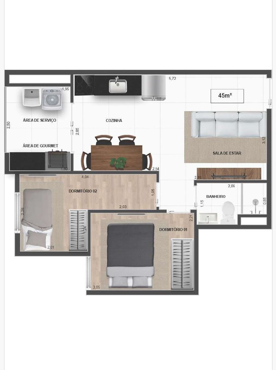 Apartamento à venda com 45m², 2 quartos com vaga - 16