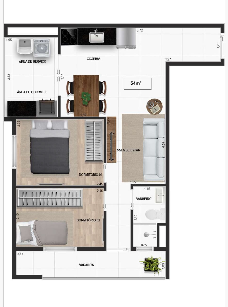 Apartamento à venda com 54m², 2 quartos sem vaga - 16